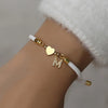 Initial Heart Charm Letter Link Bracelet, Fashion All-Match Jewelry for Women, Retro Adjustable Rope Bracelet for Daily Use
