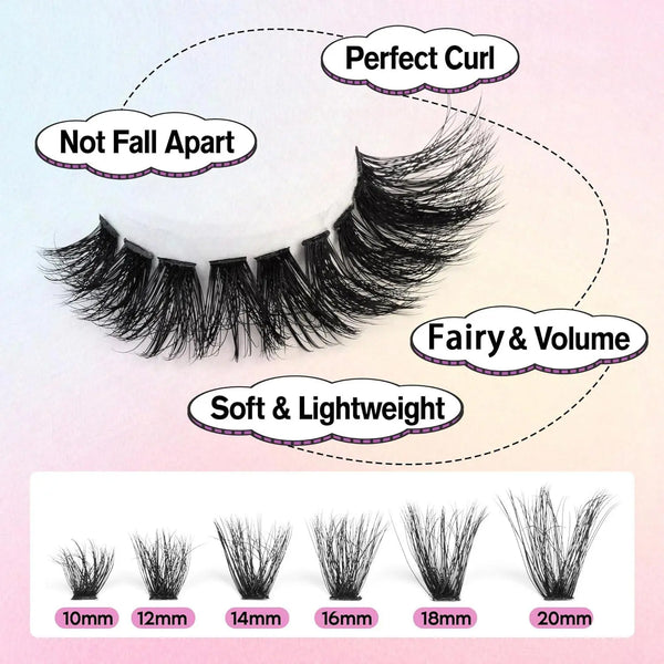 10-20Mm Mixed Individual Cosmetic False Lashes Clusters, 240Pcs/234Pcs/300Pcs/308Pcs/Set Volume Curly Thick Fake Eyelashes, Makeup Enhancement Lashes Clusters Kit, Cosmetic for Gift #GLOBAL PICKS