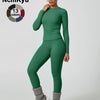 Two-Piece Set Women'S Patchwork High Elastic Soft round Neck Flat Shoulder Long Sleeve Slim Fit Beautiful Hip Tight Pants Yoga Clothes Suit Workout Running Clothes Four Seasons Outdoor Running Cycling Hiking Walking Shopping Fashion Suit Gym