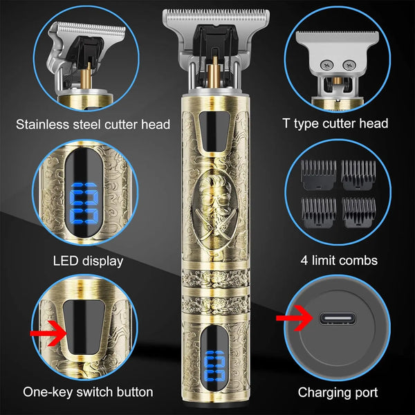 Men'S Professional Electric Razor, Usb-Charged LED Display Screen Portable Hair Clippers Set with 4 Limit Comb Attachments, Barbershop Beard Trimmer Grooming Tool for Precise Trimming, Ideal Men'S Gift Trimmer #GLOBAL PICKS