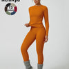 Two-Piece Set Women'S Patchwork High Elastic Soft round Neck Flat Shoulder Long Sleeve Slim Fit Beautiful Hip Tight Pants Yoga Clothes Suit Workout Running Clothes Four Seasons Outdoor Running Cycling Hiking Walking Shopping Fashion Suit Gym