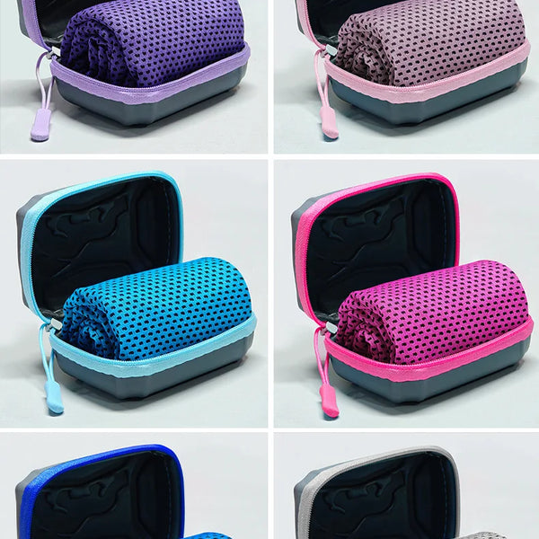 Cooling Towel with Portable Carry Case Quick Dry Sports Towel for Running Gym Fitness Yoga Hiking Travel