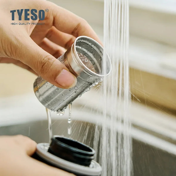 Tyeso Pumpkin-Shaped Thermos Steel Insulated Tea Infuser Hot Cold Water Bottle Large Capacity Removable Infuser 304 Stainless