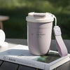 JUSTINLAU Stainless Steel Coffee Cup Insulated Water Bottle Double Drinking Straw Cup With tea strainer Office Outdoor Water Cup