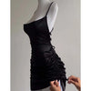 Sexy Sleeveless Backless Bodycon Mini Dress Women Summer Satin Lace Up Party Club Dresses Streetwear Evening Black Y2K 2025 Robe