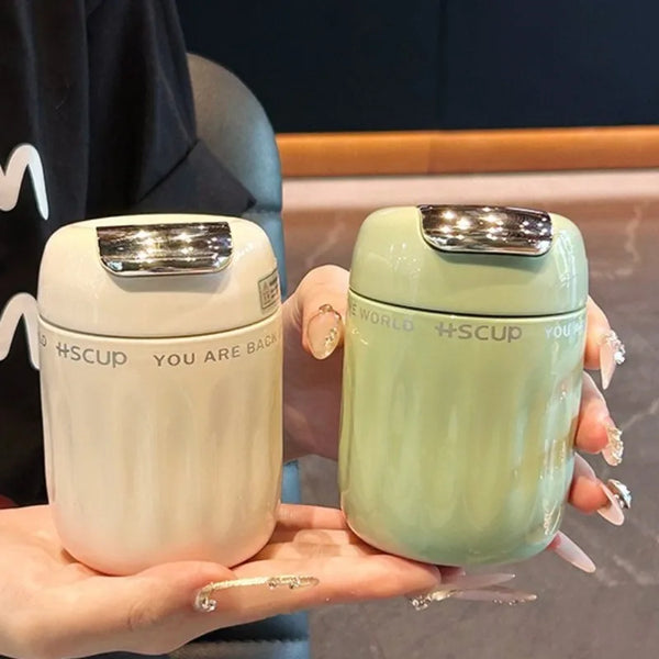 1pc 220ml Insulated Coffee Tumbler with Built-in Tea Strainer - Leakproof, Portable Mini Thermos for Outdoor