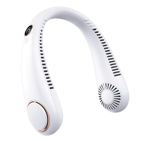 New Mini Neck Mounted Fan Portable Bladeless Neck USB Rechargeable Air Cooler 5 File Speed Summer Sports Fan Outdoor Sports Fans