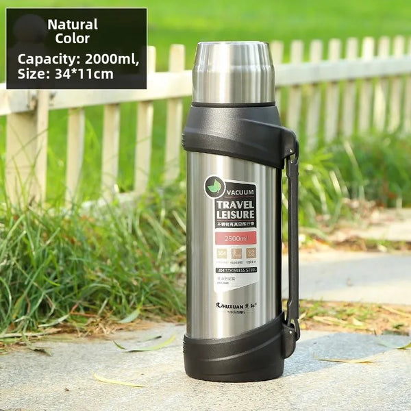Portable 304 Stainless Steel Insulated Tea Pot Men's Outdoor Travel Car Thermal Cup Filter Net Brewing Bottle 2000ml