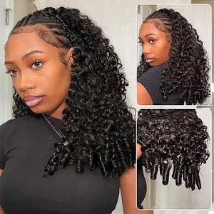 250% Density Glueless Wigs Human Hair Burmese Curly Wig Upgrade 3 IN 1 Half Wig With Drawstring Seamless Clip Ins Flip Over