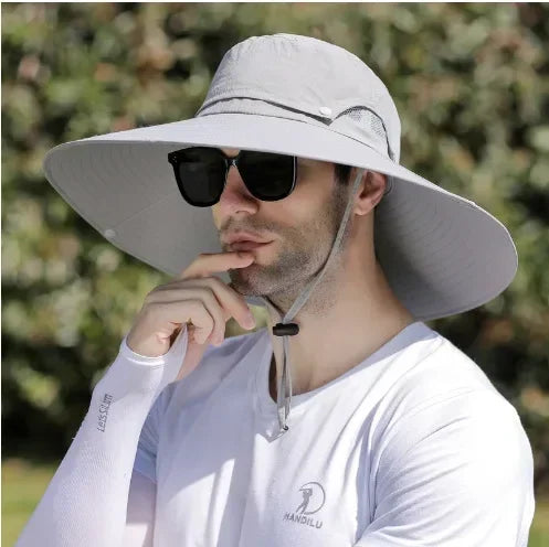 Mens Quick Dry Bucket Hat Large Size Sun Hat with Solar Powered Fan USB Rechargeable for Outdoor Hiking Camping Fishing Activity