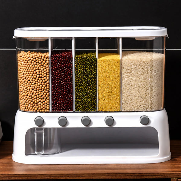 12L Cereal Grain Container Moisture Proof Rice Separate Bucket Insect Proof Dry Food Dispenser Rotating for Kitchen Household