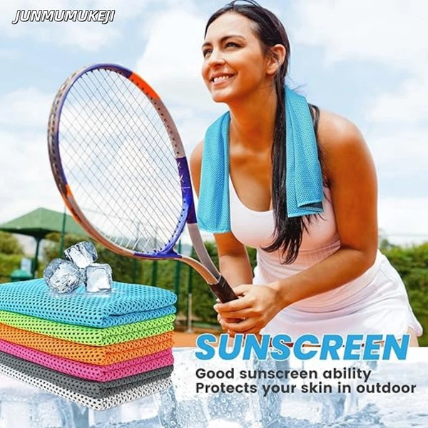 Quick Drying Cooling Towel Soft Breathable Chilly Sweat Absorption Cold Towel with Storage Box Sports Running Yoga Gym Club