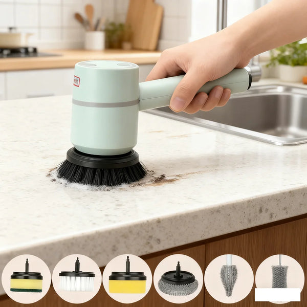 cleaning brush Electric household bottle brush Long handle can replace head change Kitchen dishwashing brush Bathroom brush Shoe