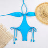Women's Sexy Halter One-Piece Swimsuit Lace-Up Push-Up String Swimwear Solid Bikini Set 2026 Beachwear Monokini