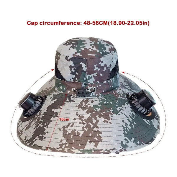 Fashion Solar Fan Hat Rechargeable USB Charging Fisherman Hat UPF 50+ with 2 Solar Fan Bucket Hat Outdoor