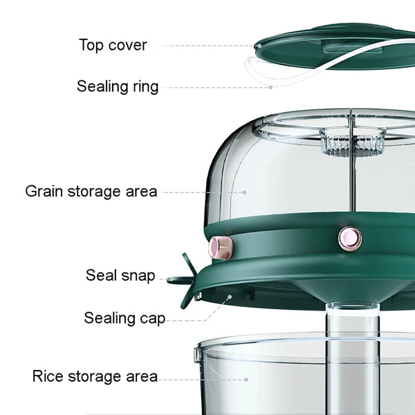 9kg Rotatable Cereal Container For Bulk Rice Barrels Containers Sealed Insectproof Tank Grain Dispenser Kitchen Storage Box