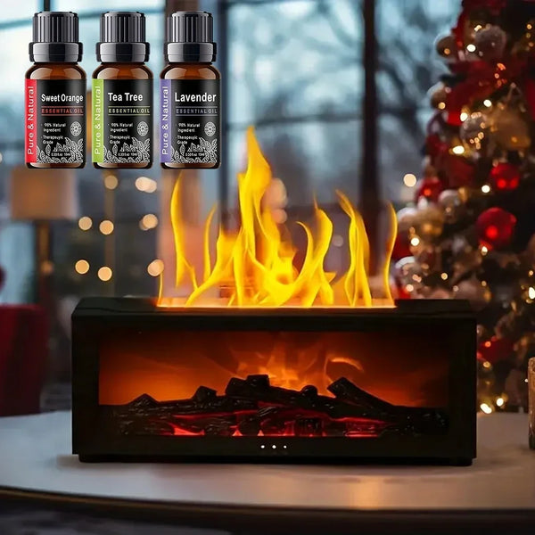 Upgraded 300ml Aroma Diffuser with 7-Color LED Flame Effect, Essential Oil Diffuser & Air Humidifier, Remote & Timer, Fragrance