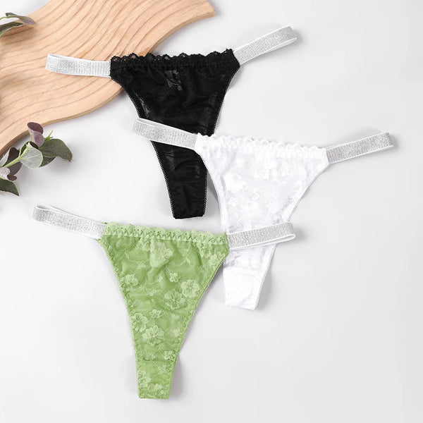 Womens Lace Thongs Sexy Lingerie Breathable Comfortable Plus Size Underwear Elegant Perspective Increase Charm Panties Briefs