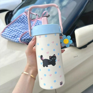 Stainless Steel Portable Insulated Cup Water Cup Large Capacity Sport Thermal Water Bottle Handle Tea Infuser