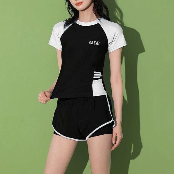 Summer Kawaii Chic Y2K Lady Swimsuits Patchwork Letter Sexy Elegant Swimwear Fashion Casual Korean Women's Two-piece Swimsuit