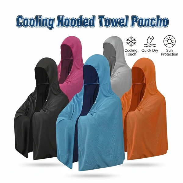 Cooling Hooded Towel Poncho UV Protection Sun Shield for Swimming Beach Pool Outdoor Sports Wipe Sweating Towel