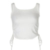 Ruched Sleeveless Tank Tops Tees Women Solid Casual Fashion Crop Top Ladies High Street Tie Up Croptop Summer Fitness