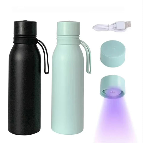 UV-C Purification Water Bottle Outdoor Smart Insulated Stainless Steel Cup for Auto Clean Keep Hot Cold Gym Running Cycling