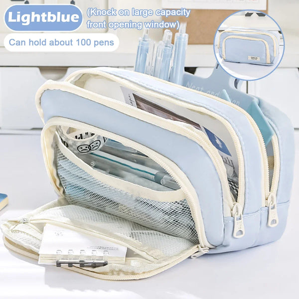 Cute Multi Layer Pencil Case Pouch, Large Capacity Pen Case Bag,Durable Stationery Storage Bag For Students, School&Office