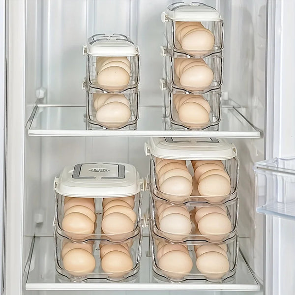 Multi-layer Fridge Egg Storage Box Shelf Automatic Rolling Eggs Holder Rack Ladder Style Refrigerator Eggs Dispenser Organizer