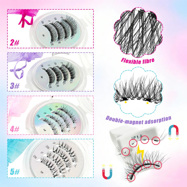 No Glue Needed Magnetic Lashes Reusable Natural Look Magnetic False Eyelashes Set with Tweezer Tool Fluffy Faux Mink Eyelash New