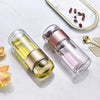 Double Wall Glass Tea Bottle 420ML Insulated Tumbler with Tea Strainer Leak Proof Hot Water Bottle for Office Travel Camping
