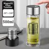 Double Wall Glass Tea Cup with Tea Infuser 500ml Magnetic Glass Tumbler Stainless Steel Filter Insulated Glass Water Bottle