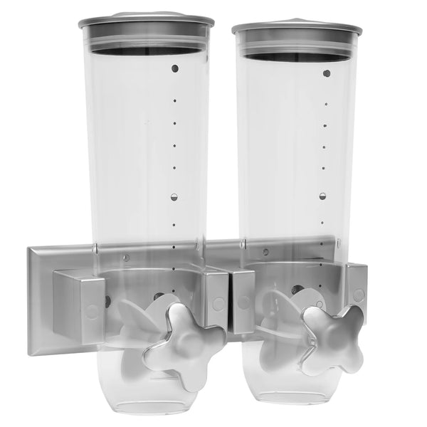 Wall Mount Food Dispenser 3L Dual-Bucket Dry Food Storage Portion Control for Rice Grains Space-Saving Kitchen Organizer