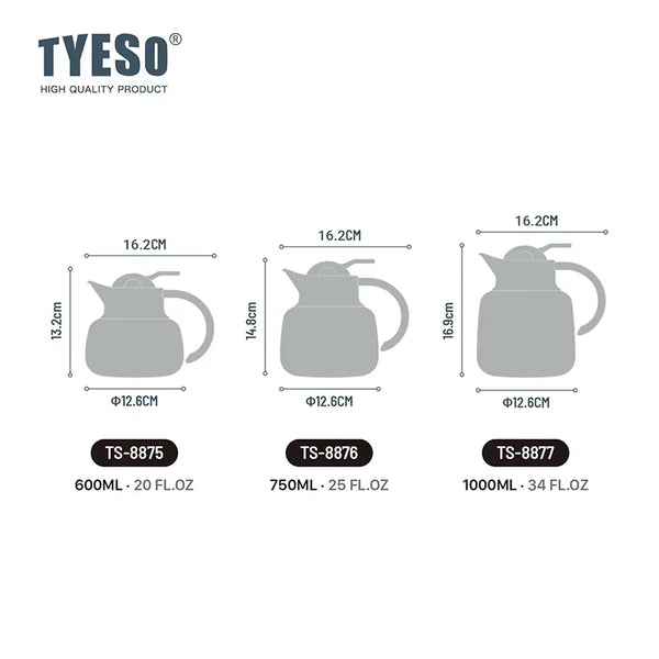 Tyeso Pumpkin-Shaped Thermos 304 Stainless Steel Insulated Tea Infuser Hot Cold Water Bottle Large Capacity Removable Infuser