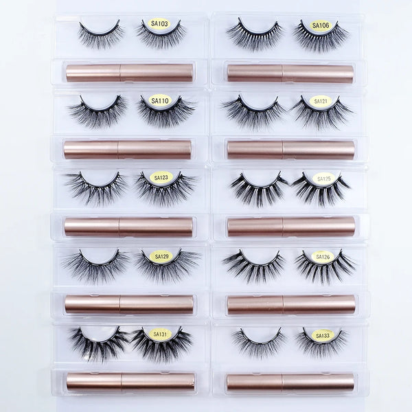 Magnetic Eyelashes With Eyeliner Kit 1Pair / Pack Reusable Most Natural Looking 3d Faux Mink Lashes No Glue magnetic lashes