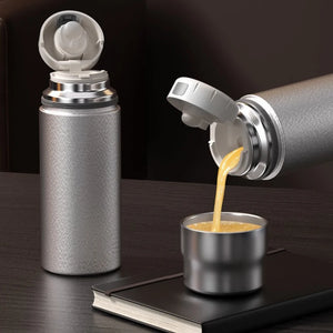 Pop-up Lid Thermos Double Wall Coated Titanium Stainless Steel Insulated 480ML Thermal Tea Infuser Bottle Cup Coffee Mug Tumbler