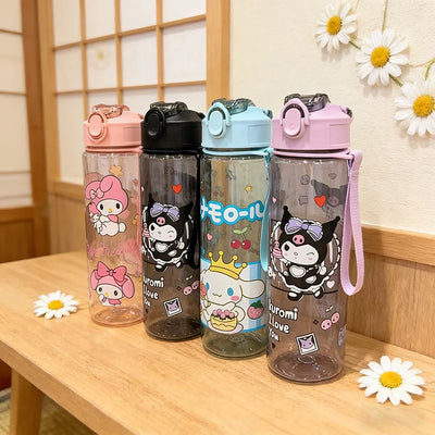 Pink Hello Kitty 800Ml Water Bottle Kuromi Melody Anime Design Large Capacity Pop-Up Straw Leakproof Outdoor Sport Gifts