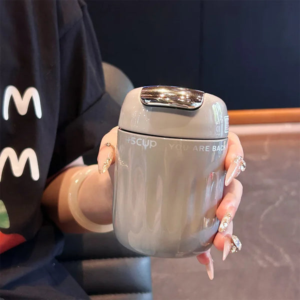 1pc 220ml Insulated Coffee Tumbler with Built-in Tea Strainer - Leakproof, Portable Mini Thermos for Outdoor
