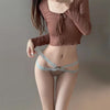 Sexy Lace Thongs for Women Low Waist G-String Panties Breathable Mesh Bow T-Back Femme Intimates Lingerie