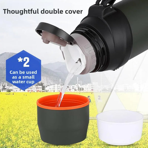 Portable 304 Stainless Steel Insulated Tea Pot Men's Outdoor Travel Car Thermal Cup Filter Net Brewing Bottle 2000ml