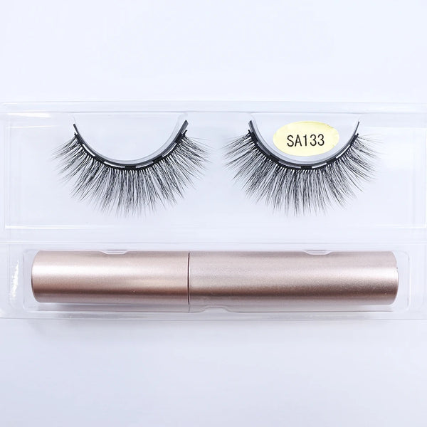 Magnetic Eyelashes With Eyeliner Kit 1Pair / Pack Reusable Most Natural Looking 3d Faux Mink Lashes No Glue magnetic lashes
