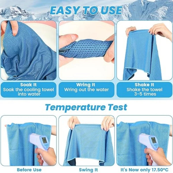 Quick Drying Cooling Towel Soft Breathable Chilly Sweat Absorption Cold Towel with Storage Box Sports Running Yoga Gym Club