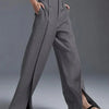 Yeezzi Urban Female Business Suit Pants 2025 New Fashion Black White Loose Straight Pant High-Waist Pleated Split-Front Trousers