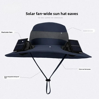 Mens Quick Dry Bucket Hat Large Size Sun Hat with Solar Powered Fan USB Rechargeable for Outdoor Hiking Camping Fishing Activity