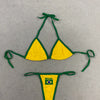Women's Brasil Flag Print Bikini Set, Halter Triangle Top + Tanga Bottom, Brazilian Flag Two-Piece Swimwear, Y2K Beachwear