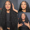 4x4 Water Wave Glueless Lace Front Wig Natural Color Deep Wave Human Hair Wig Pre plucked 5x5 Transparent Lace wig Ready to Wear