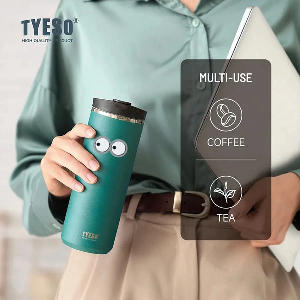 Tyeso 750ml French Press Vacuum Flasks Mug Stainless Steel Cold Brew with Eye Stick Tea Infuser Double-Wall Insulated Thermoses
