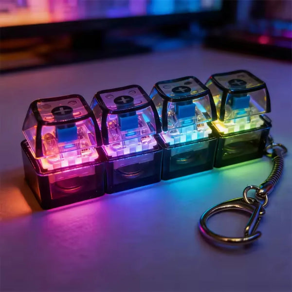 Lighting LED Keyboard Keychain Fidget Toys Clicker Sensory Toy Stress Relief  for Keyboard Keychain Fidget Gadget for Adults toy