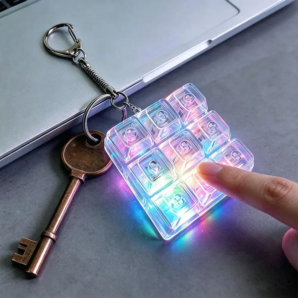 Clear LED Keyboard Fidget Toy Silent Mechanical Switch Tester Keychain Stress Relief Fingertip Toy with Customizable Keycaps
