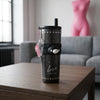 Cute Bear Stainless Steel Tumbler 700ml Vacuum Insulated Cup with Straw Tea Filter Leakproof Coffee Mug for Office Travel